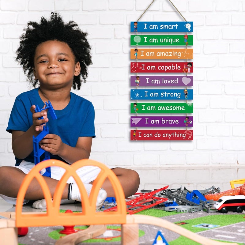 UBTKEY Kids Room Decor, Set of 9 Pieces Boys Room Wall Art, Motivational Wall Decor Wall Hanging Plaque for Kids Bedroom Playroom Bathroom Decorations - Image 3